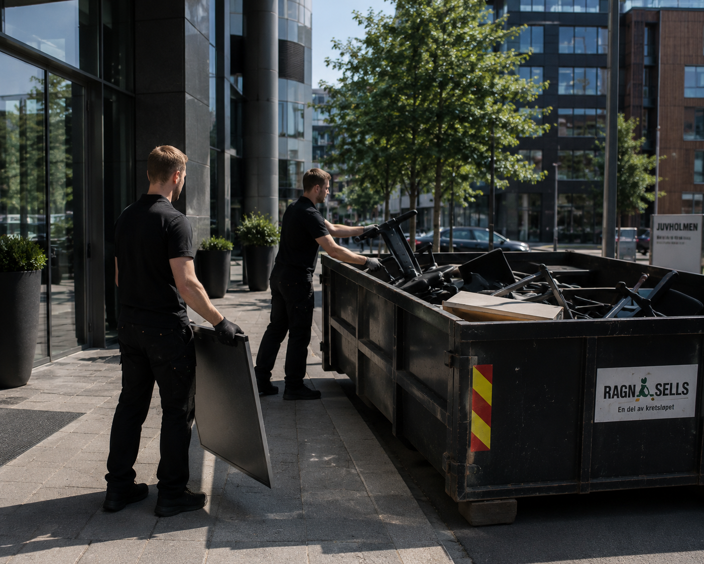 Avfallshåndtering ved kontorflytting – container for kontormøbler