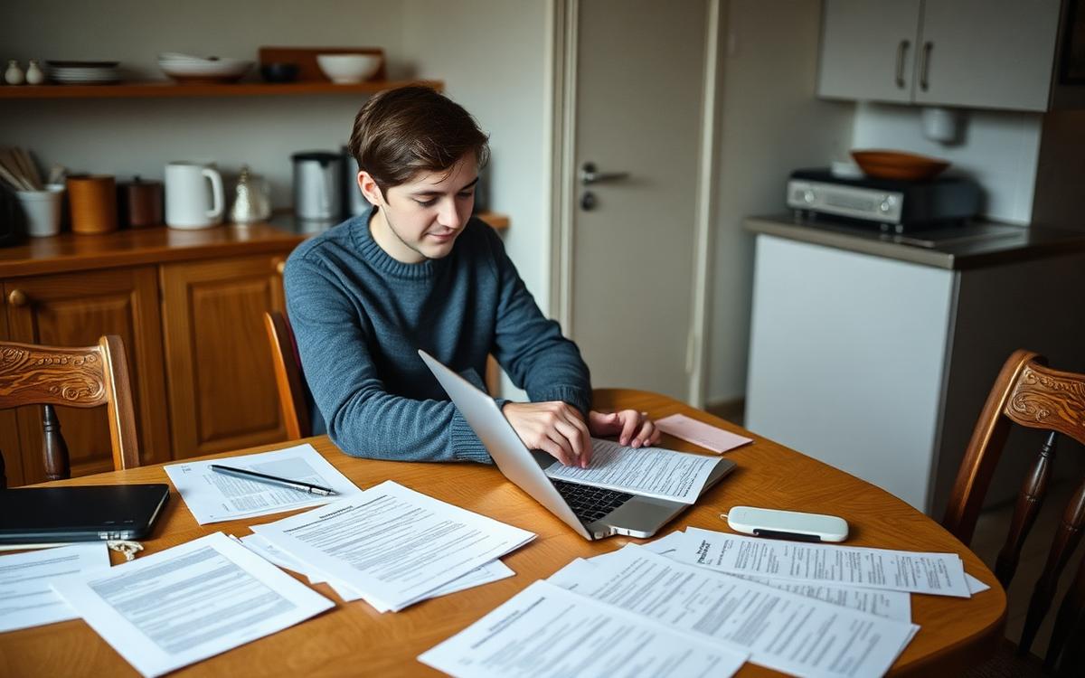Person som fyller ut søknadsskjema for NAV-støtte til flyttekostnader